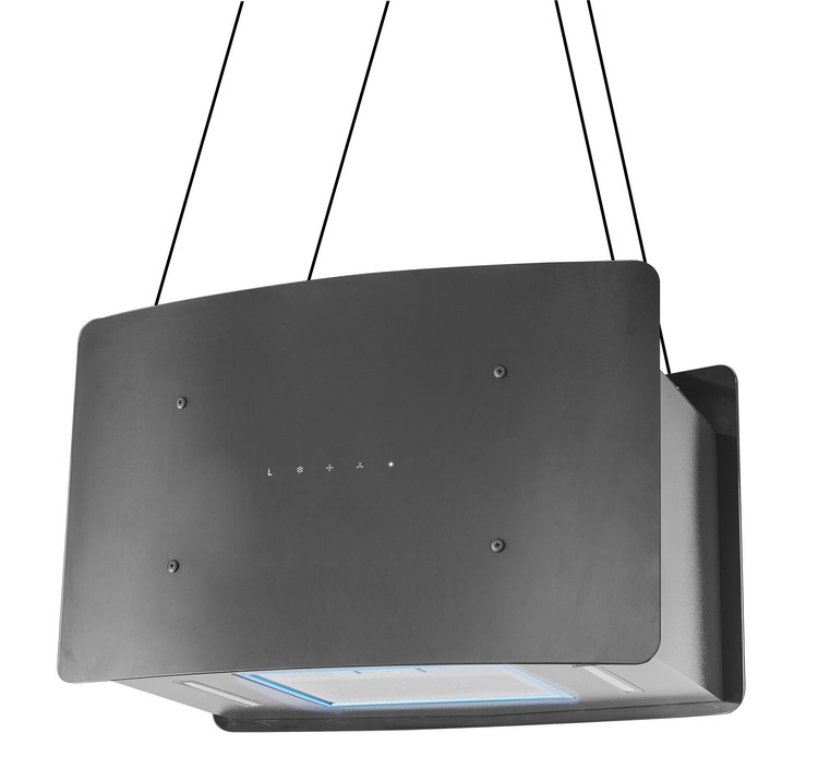 Black Glass Wired Island Range Hood With Factory Price Supplier